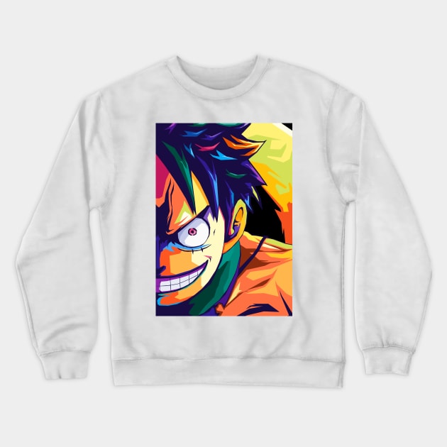 Face Luffy Wpap Art Crewneck Sweatshirt by Zet Art